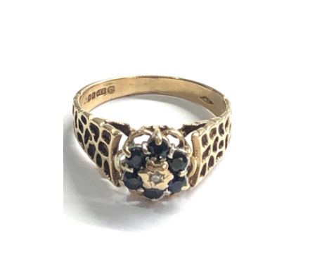 9ct gold vintage diamond &amp; sapphire ring (2.8g) 