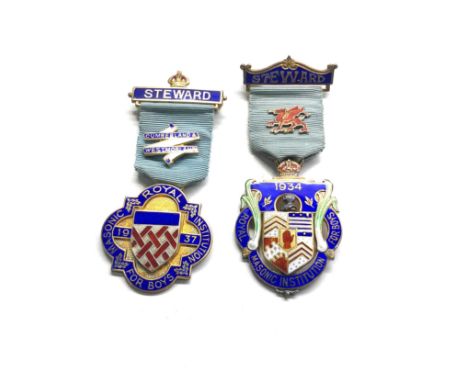 2 silver &amp; enamel masonic jewels 