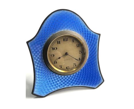 Antique silver Enamel Art Deco 8 day travel clock / bedside clock easel back measures approx 9cm by 8cm enamel in good condit