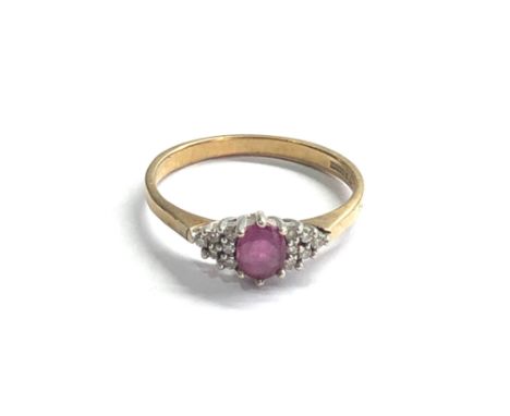 9ct gold vintage ruby &amp; diamond cluster dress ring (2g) 