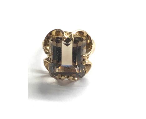 9ct gold vintage smoky quartz cocktail ring (5g) 
