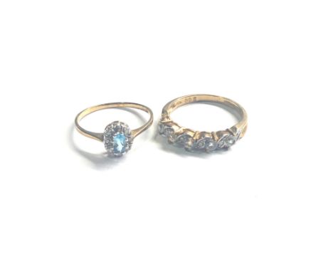 2 x 9ct  gold diamond &amp; topaz dress ring  (3.2g) 