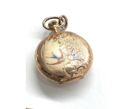 Antique 14ct gold &amp; enamel fob watch 