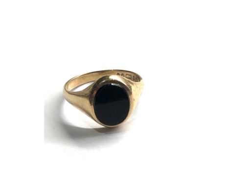 9ct gold vintage onyx signet ring (4g) 