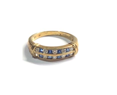 9ct gold diamond &amp; sapphire  dress ring (3g) 