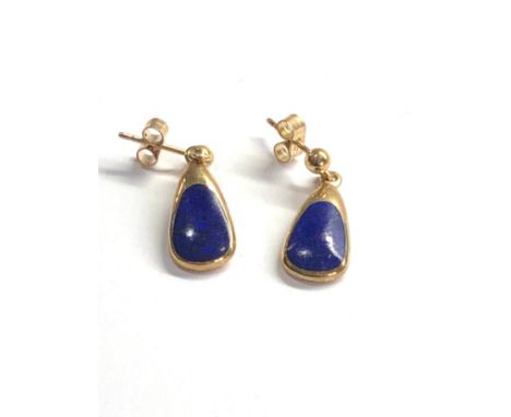 9ct gold vintage lapis lazuli teardrop earrings (2.8g) 