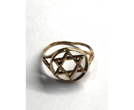 9ct gold vintage star of David signet ring (1.8g) worn 