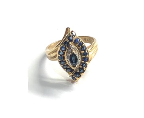 9ct gold diamond &amp; sapphire cocktail ring (3g) 