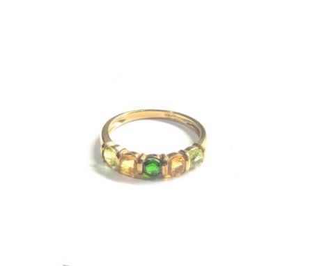 9ct gold peridot citrine and tourmaline ring weight 2.1g 