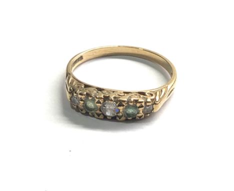 9ct gold vintage emerald &amp; stone paste ring (2g) 