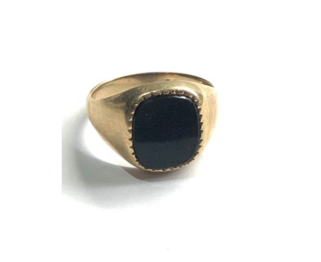 9ct gold vintage onyx signet ring (4.4g) 