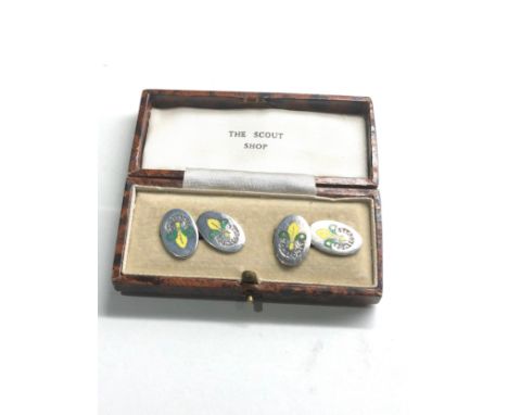 Original boxed the scout shop silver &amp; enamel cufflinks 