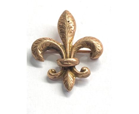 9ct gold vintage Fleur-de-lis lily flower brooch  (1.5g) 