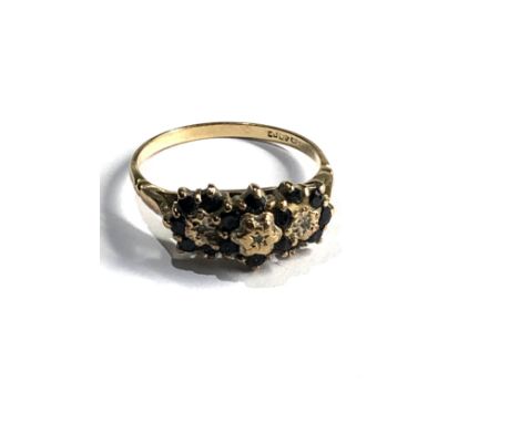 9ct gold vintage diamond &amp; sapphire ring (2.5g) 