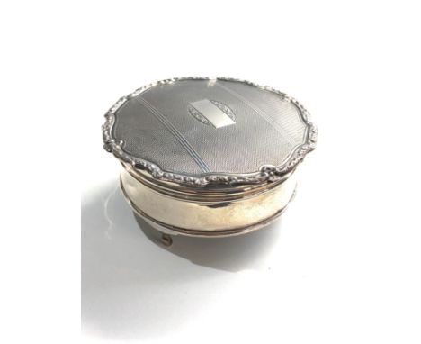Vintage silver jewellery box lid measures approx 9cm dia Birmingham silver hallmarks 