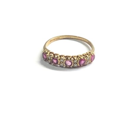 9ct gold ruby &amp; diamond ring (1.3g) 