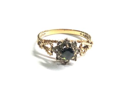 9ct gold sapphire &amp; diamond ring weight 2.6g 