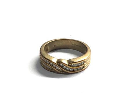 9ct gold vintage diamond crossover ring (3.5g) 