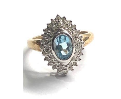 9ct gold diamond &amp; topaz cluster ring (4.6g) 