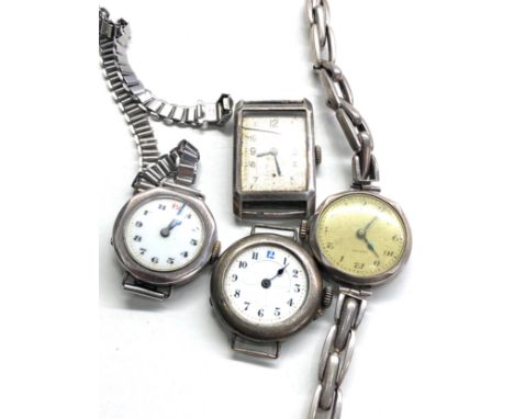4 early vintage silver wristwatches spares or repair 