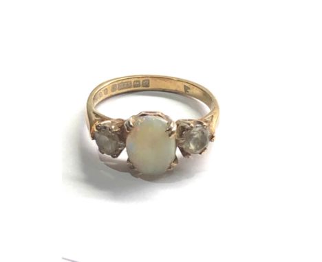 9ct gold vintage opal &amp; zircon dress ring (2.4g) 