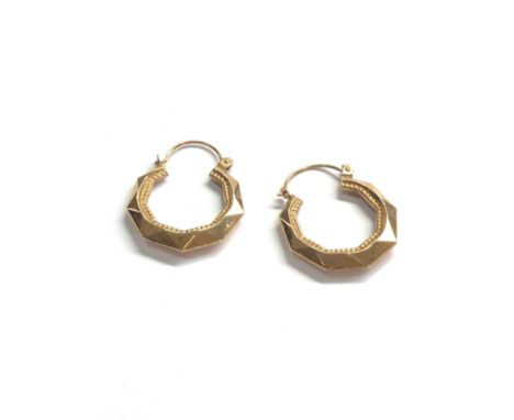 9ct gold vintage creole hoop earrings (1.3g) 