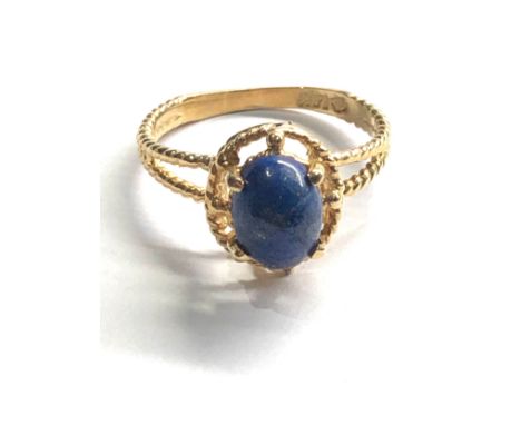 14ct gold vintage lapis lazuli  rope textured dress ring (2.4g) 