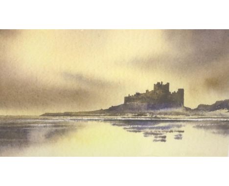 Limited edition print of Bamburgh Castle by Diane Gainey 25 x 18 cm. Not available for in-house P&amp;P, contact Paul O'Hea a
