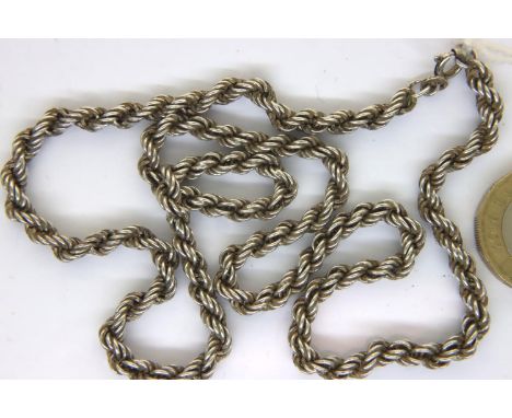 925 silver rope neck chain, L: 51 cm, 17g. P&amp;P Group 1 (£14+VAT for the first lot and £1+VAT for subsequent lots) 