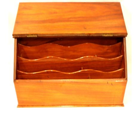 Edwardian walnut fitted stationary cabinet, 38 x 15 x 23 cm. P&amp;P Group 2 (£18+VAT for the first lot and £3+VAT for subseq