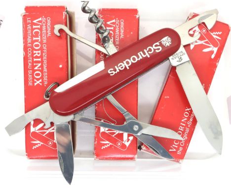 Three boxed Victorinox Swiss army style penknives with seven blades/tools. Not available for in-house P&amp;P, contact Paul O