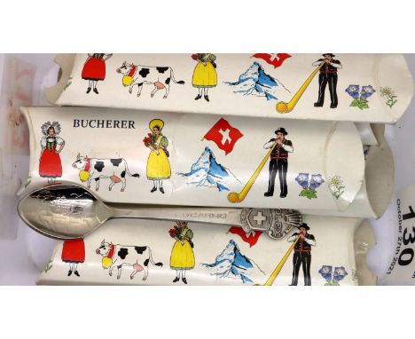 Five Rolex Bucherer cased collectable spoons. P&amp;P Group 1 (£14+VAT for the first lot and £1+VAT for subsequent lots) 