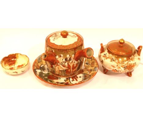 Miniature Japanese Satsuma decorated ceramics (4), largest H: 7 cm. P&amp;P Group 2 (£18+VAT for the first lot and £3+VAT for