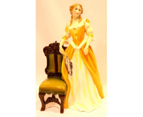 Royal Doulton prototype figurine, Catherine of Braganza, H: 22 cm. Marked Property of Royal Doulton, Not For Resale. No crack