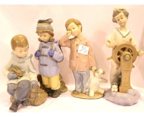 Four Nao children, tallest H: 22 cm. No cracks, chips or visible restoration. P&amp;P Group 3 (£25+VAT for the first lot and 