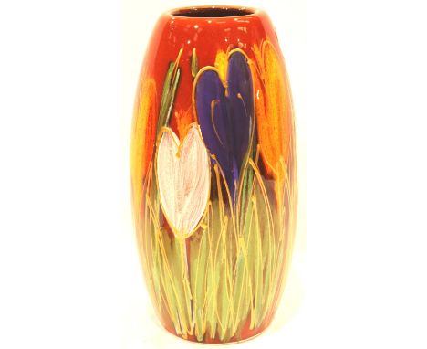 Anita Harris vase in the Crocus pattern, H: 18 cm. No cracks, chips or visible restoration. P&amp;P Group 2 (£18+VAT for the 