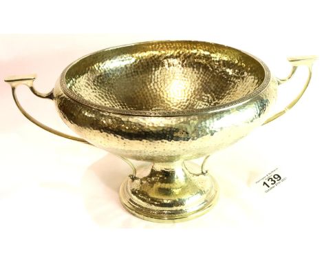 Large silver plated twin handled bowl, D: 26 cm (excluding handles). P&amp;P Group 2 (£18+VAT for the first lot and £3+VAT fo