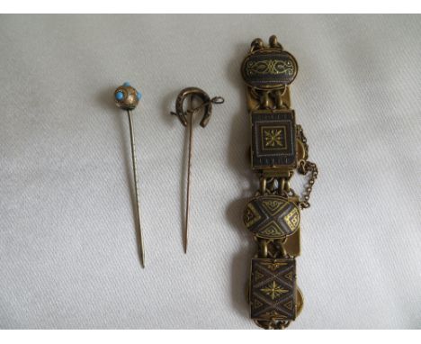 2x stick pins and a Damascene bracelet.