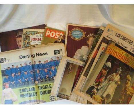 Various Royal ephemera from 1953 & 1969, including England ephemera pre-1970 World Cup finals.
