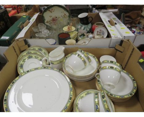 A tray of Minton Ashworth tea/dinner ware together with a box of assorted ceramics and glass (2) 