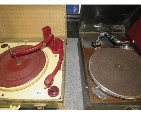 A HMV cased gramophone together with a vintage Collaro high fidelity record player (2) 