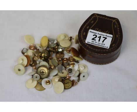 Collection of dress studs contained within Studs case to include mother-of-pearl, gold plated etc