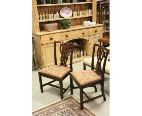 Set of Three 19th century Chippendale Style Oak Dining Chairs