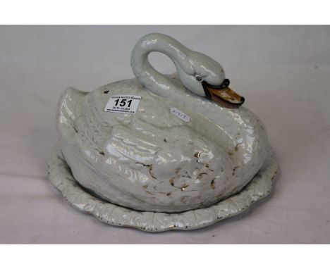 19th Century ceramic Cheese dish with nesting Swan design