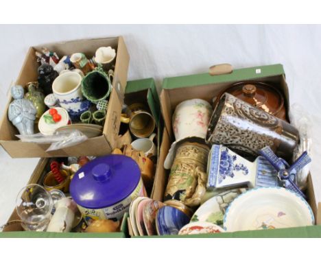 Box Miscellaneous including Coalport, Sylvac, Delft, Poole, Carltonware, oriental. plus 1974 Laurel and Hardy post cards toge