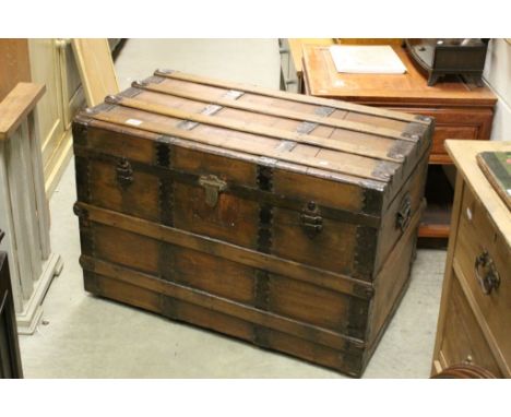 Large Victorian Pine Travelling Trunk