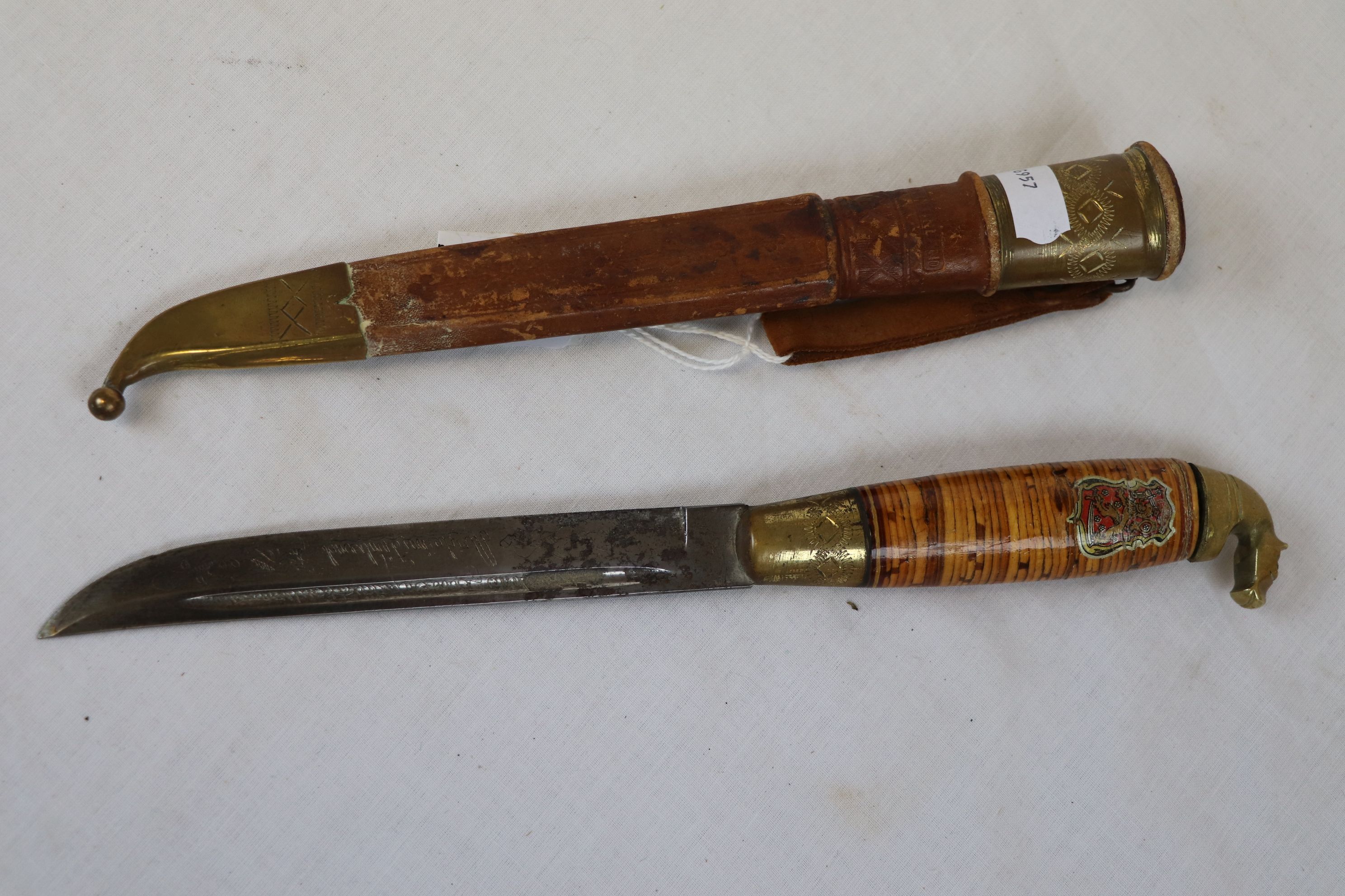 Finnish cork handled hunting knife, blade marked m"made in Finland