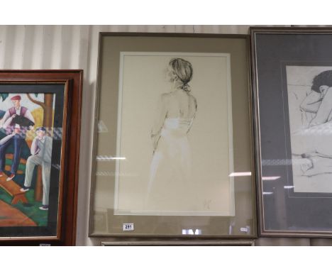 Modern School Studio Framed portrait on Canvas of a Pensive Female bearing monogram