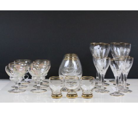 Collection of 1950's Pirelli glasses with Enamel Floral decoration