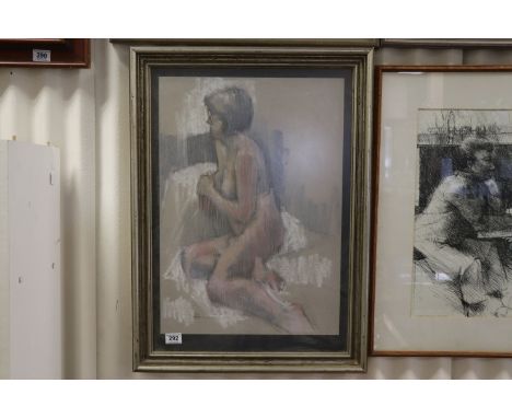 Early 20th century Pastel Portrait of a Seated Nude Female, signed